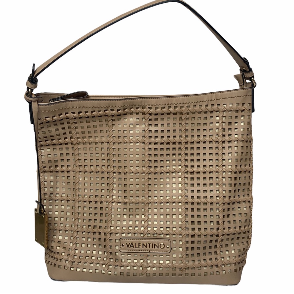 Mario Valentino Tan Perforated Tote